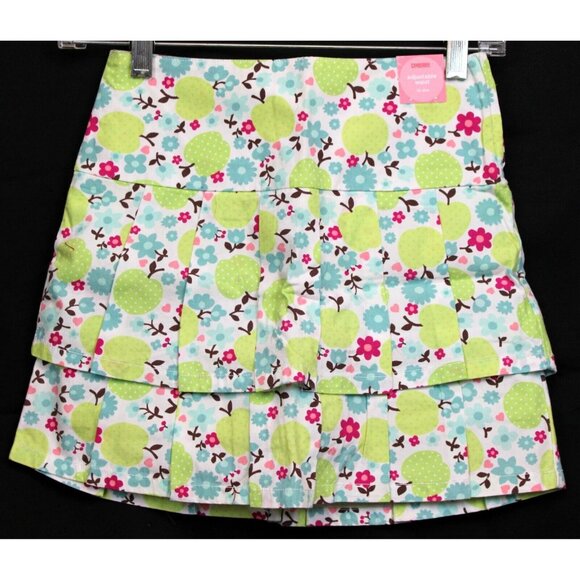 2007 Gymboree Candy Apple 10 Slim Skorts Pleated Double Layer Green Flower Adjus - Picture 1 of 6